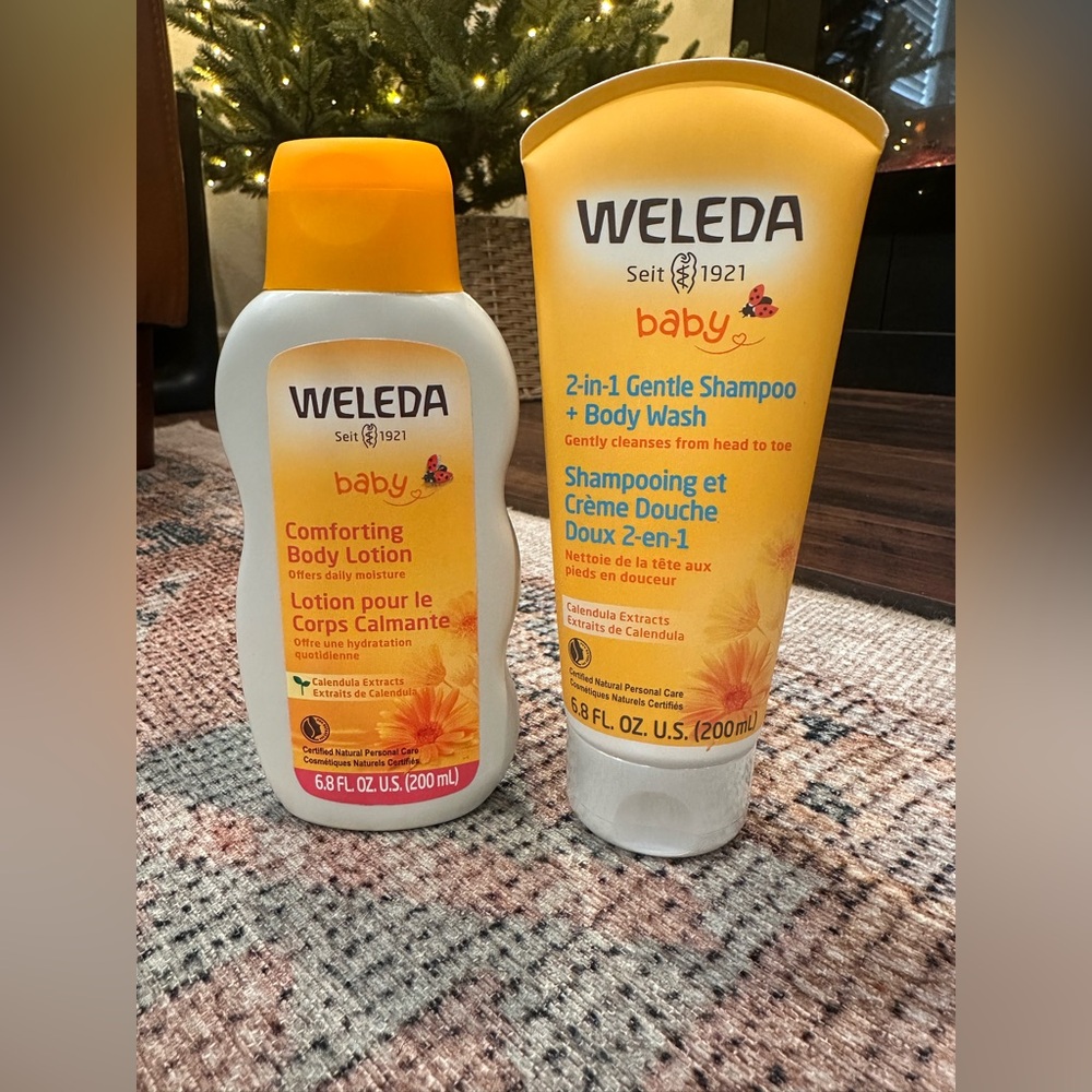 NEW Weleda Baby Calendula 2-in-1 Shampoo &  Wash & Body Lotion 6.8oz Each – New